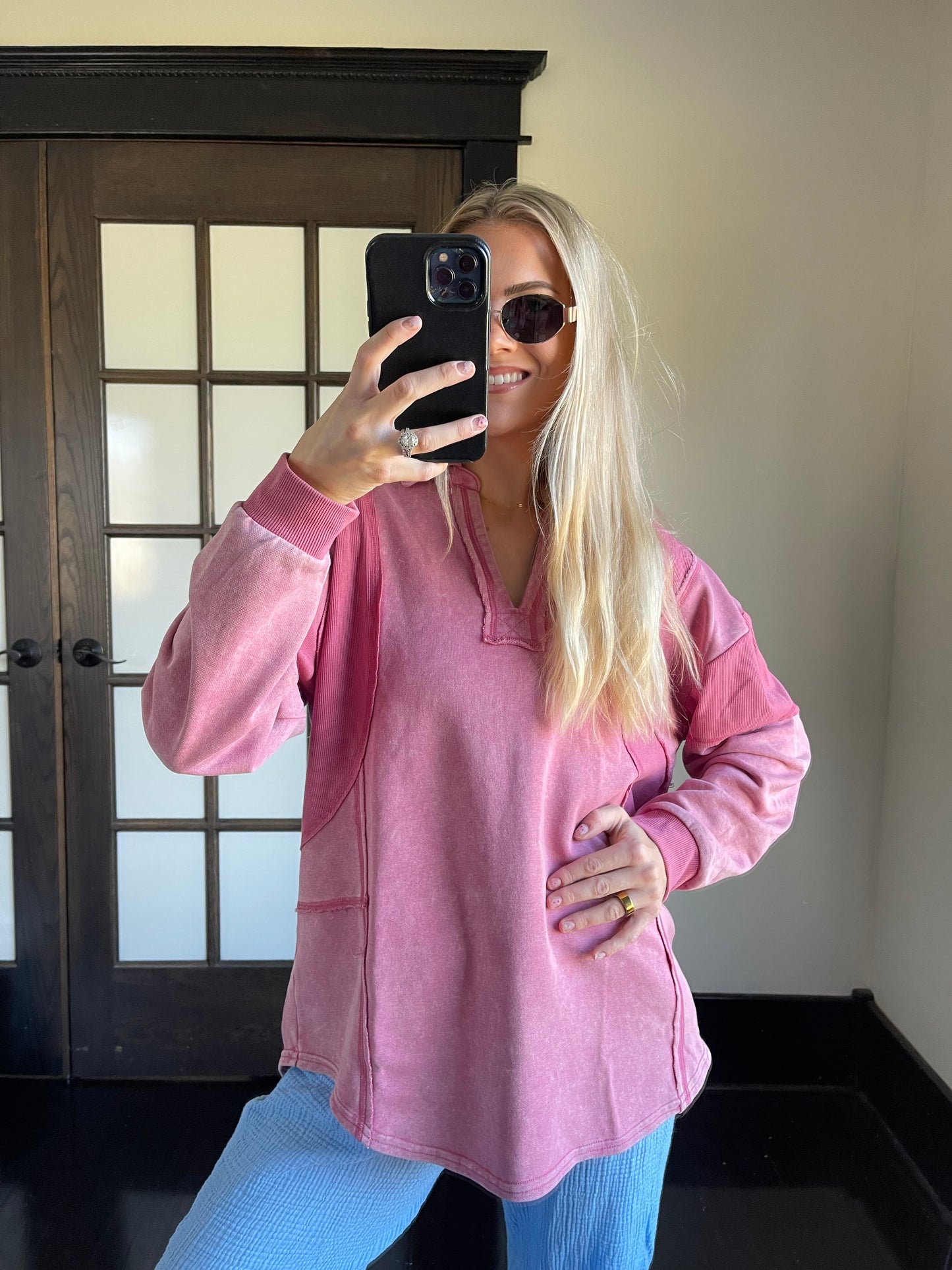 Rosy Days Mineral Wash Pullover