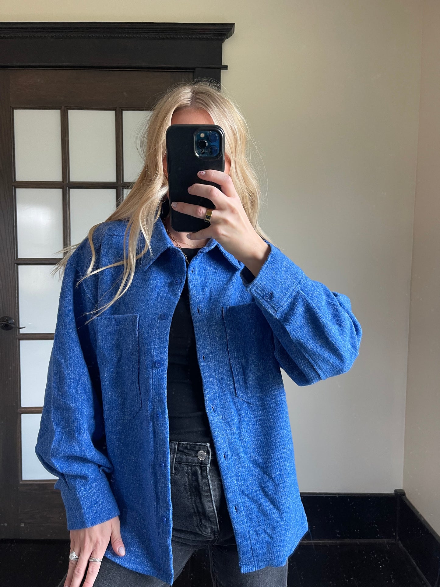 Cozy Button Down Shacket Jacket