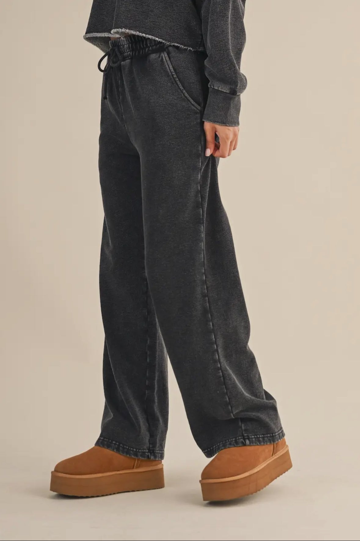 Denim Washed Sweats - Charcoal