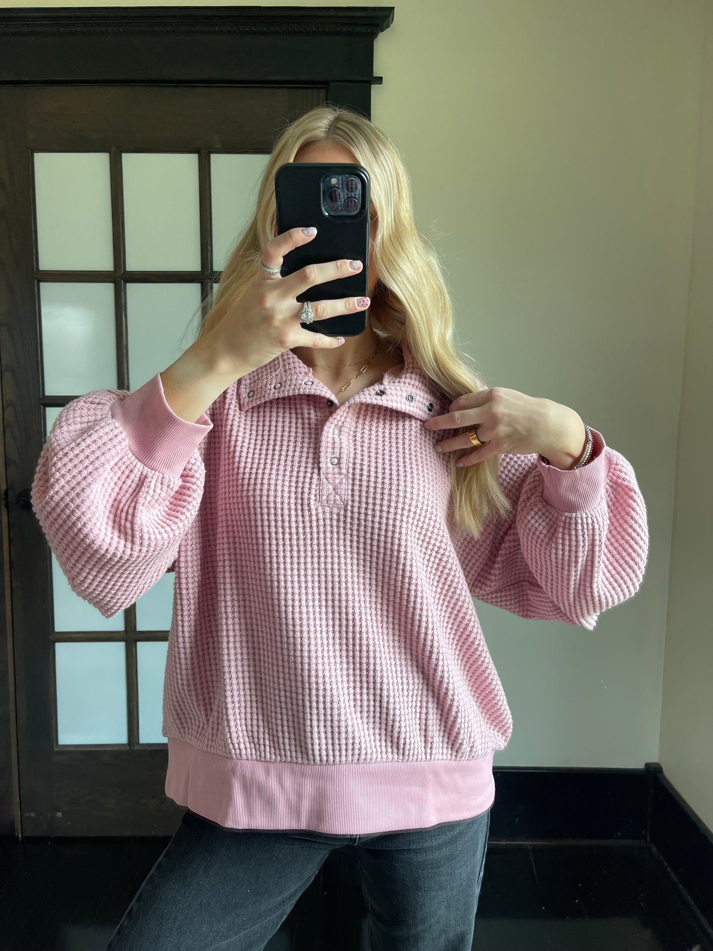 Rosé Textured Henley