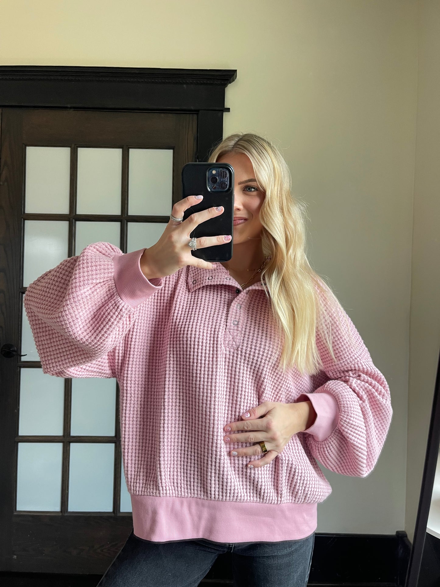 Rosé Textured Henley