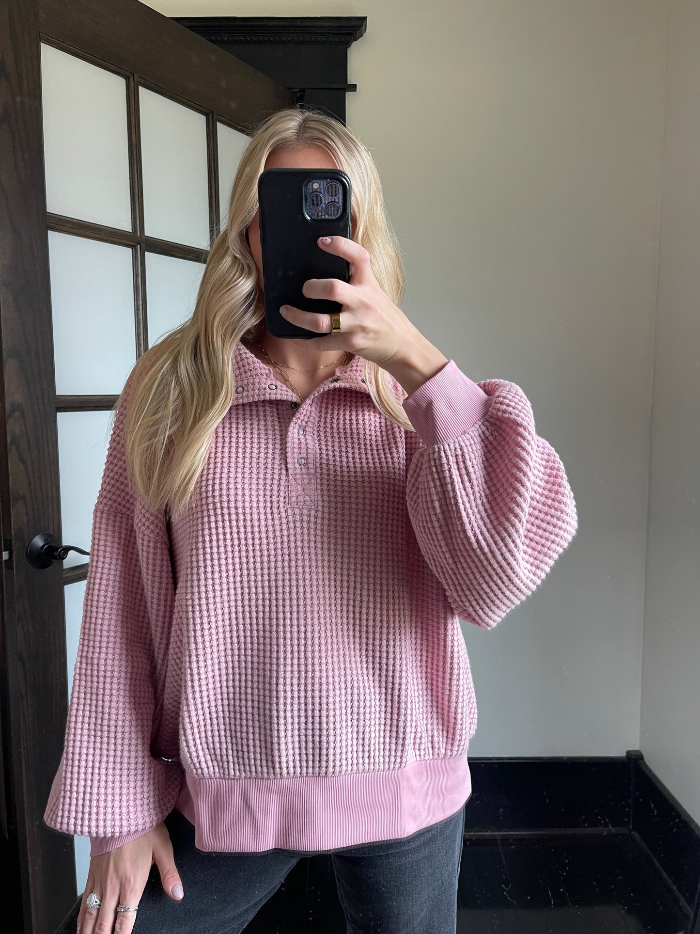 Rosé Textured Henley
