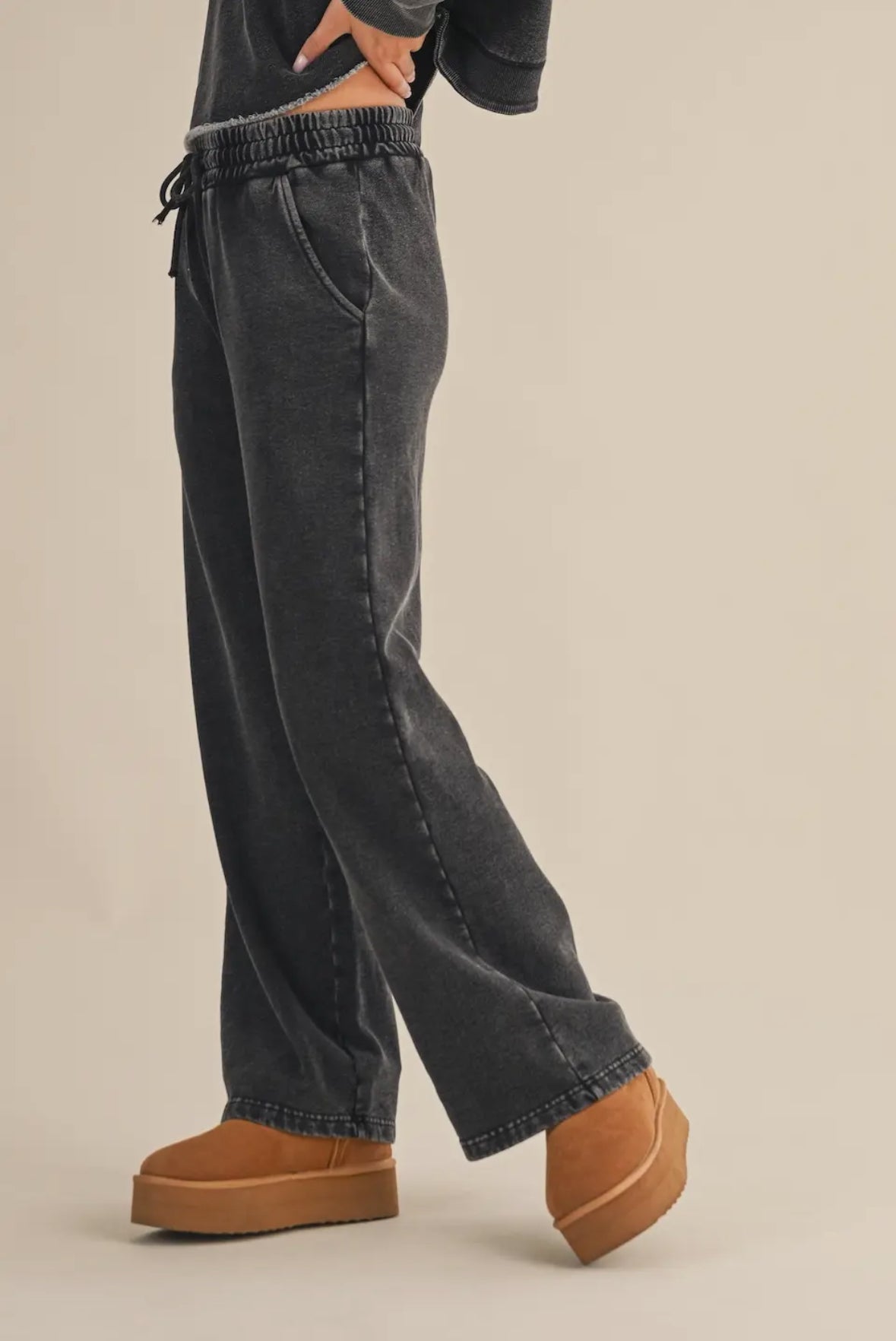 Denim Washed Sweats - Charcoal
