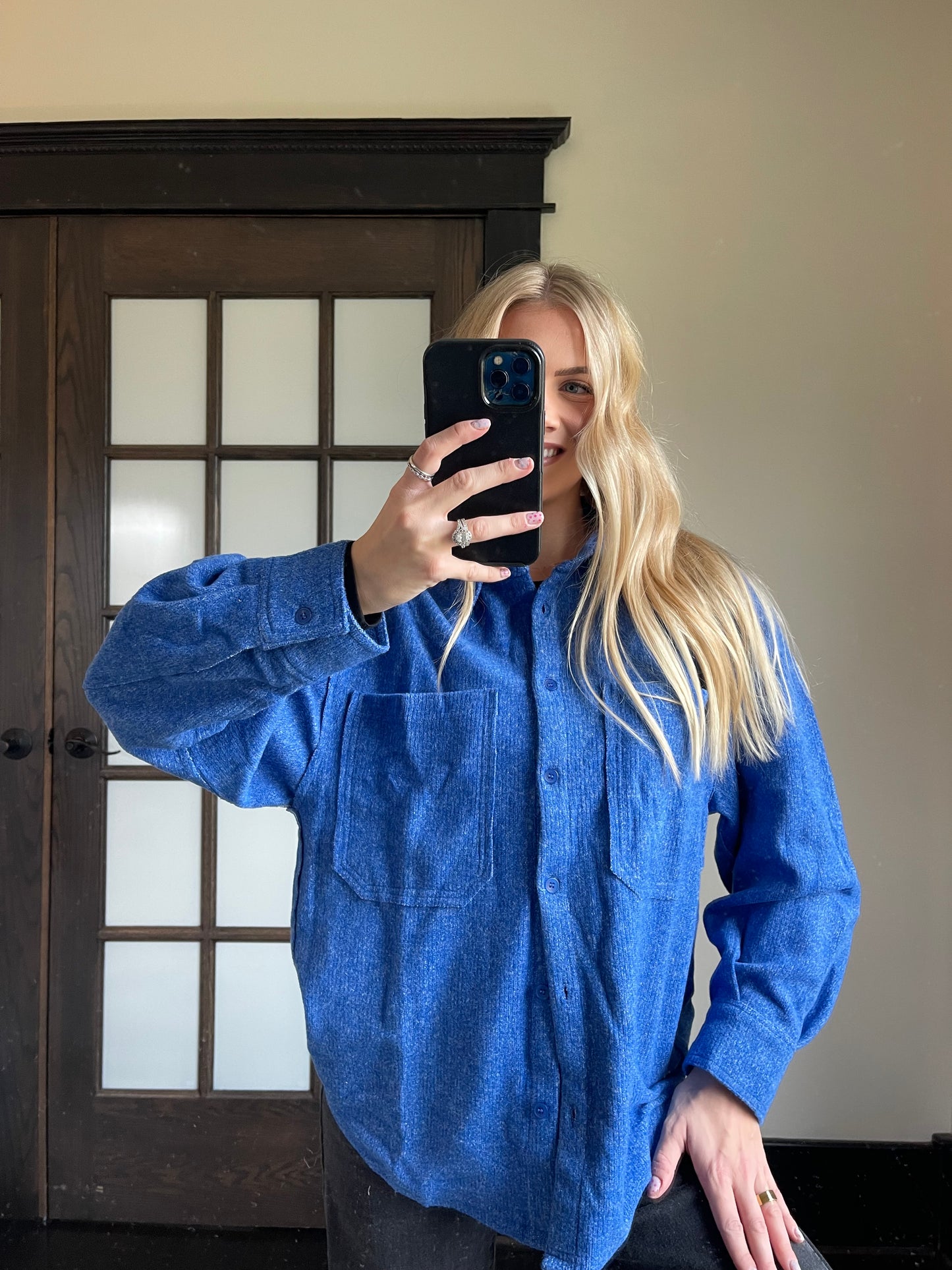 Cozy Button Down Shacket Jacket