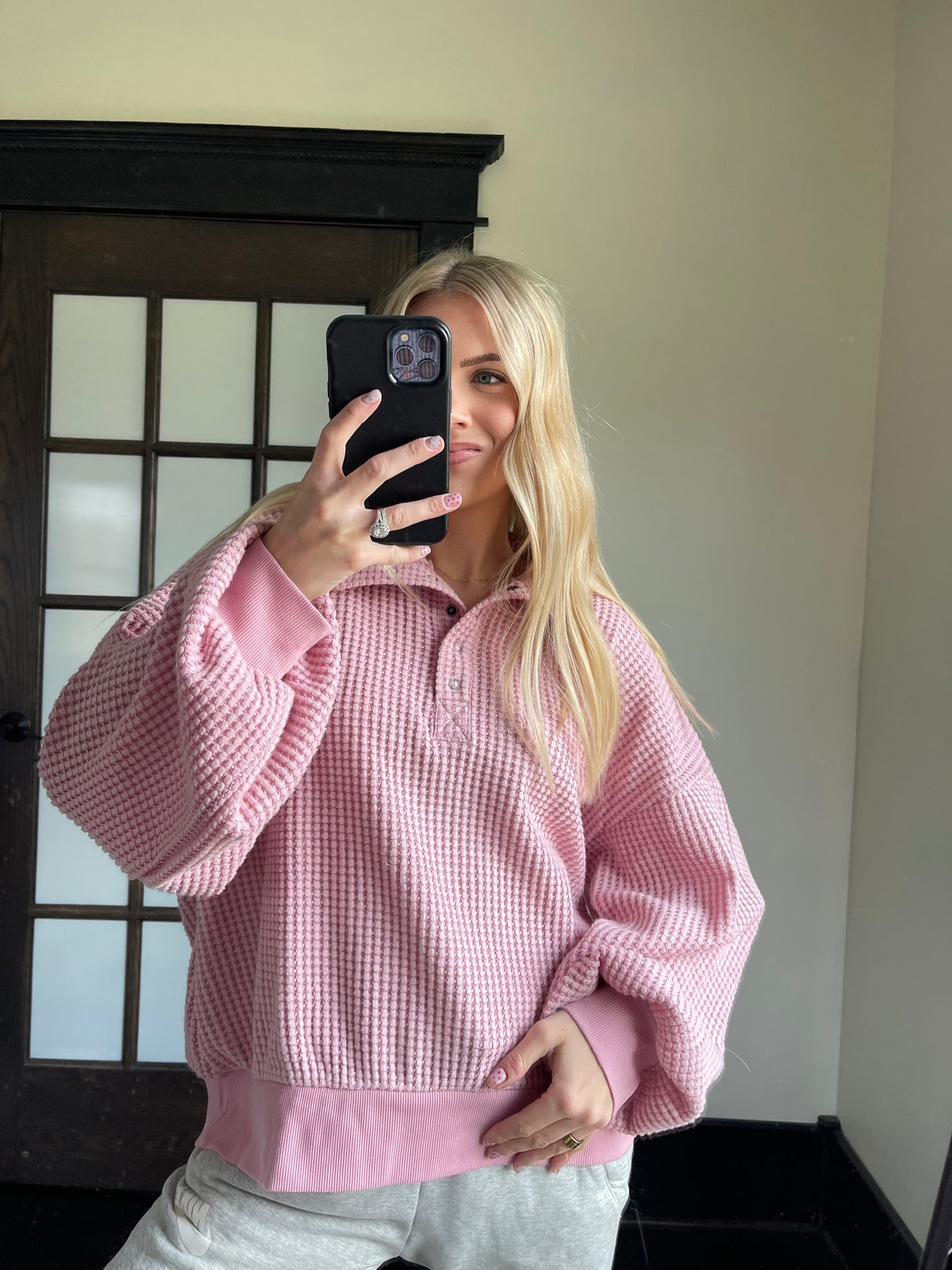 Rosé Textured Henley
