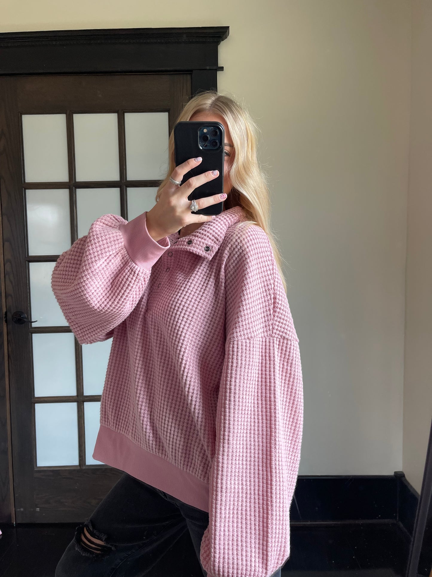 Rosé Textured Henley