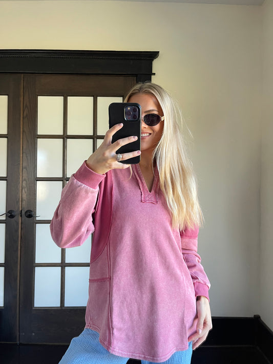 Rosy Days Mineral Wash Pullover
