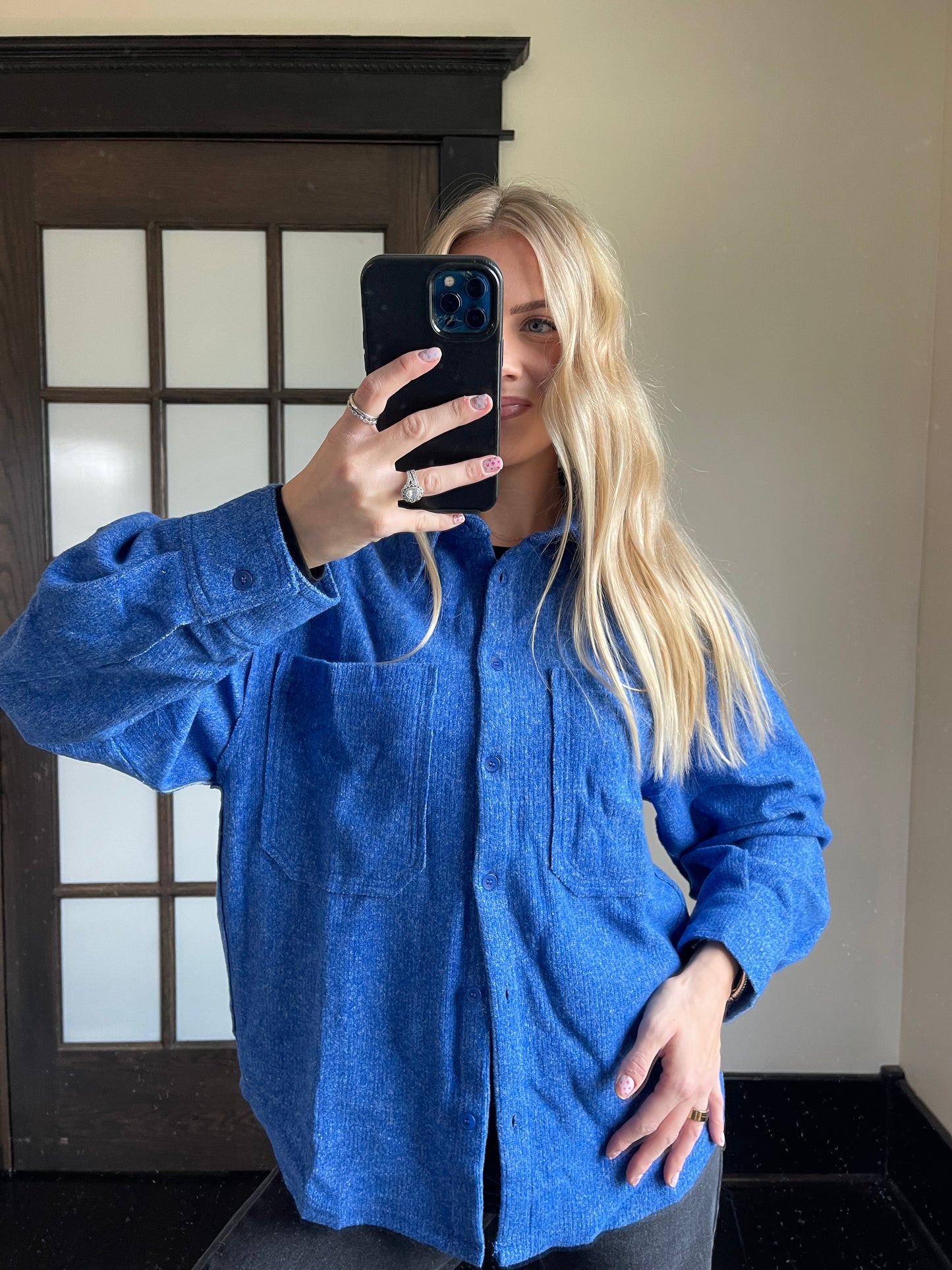 Cozy Button Down Shacket Jacket