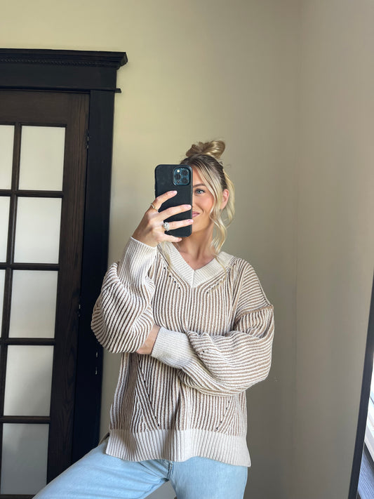 Two Toned Soft Knit Sweater