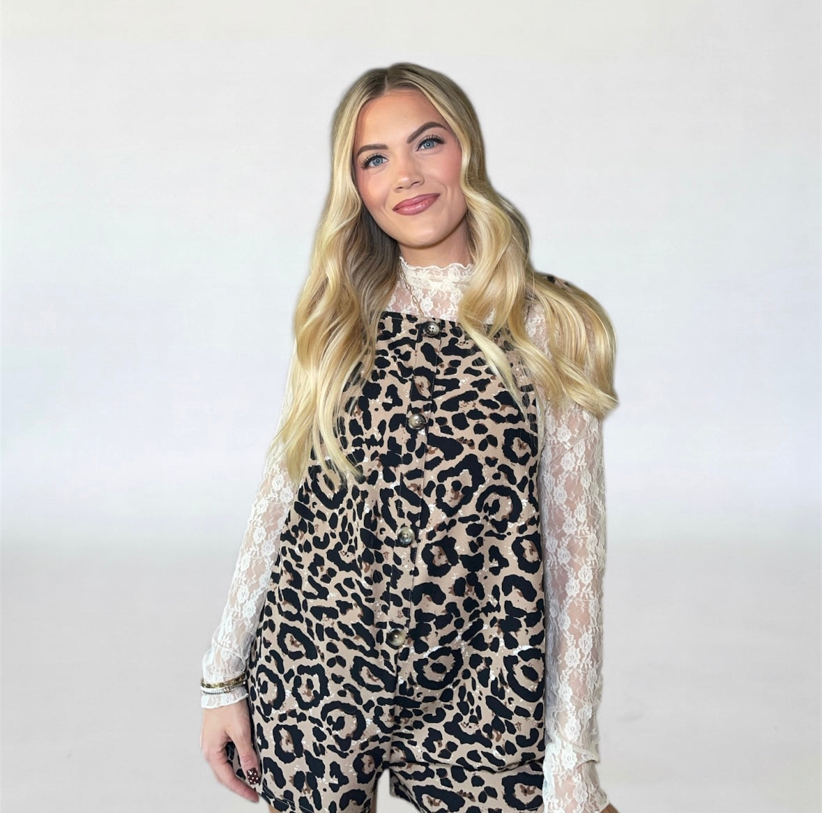 Fitted Mesh Lace Top - Champagne