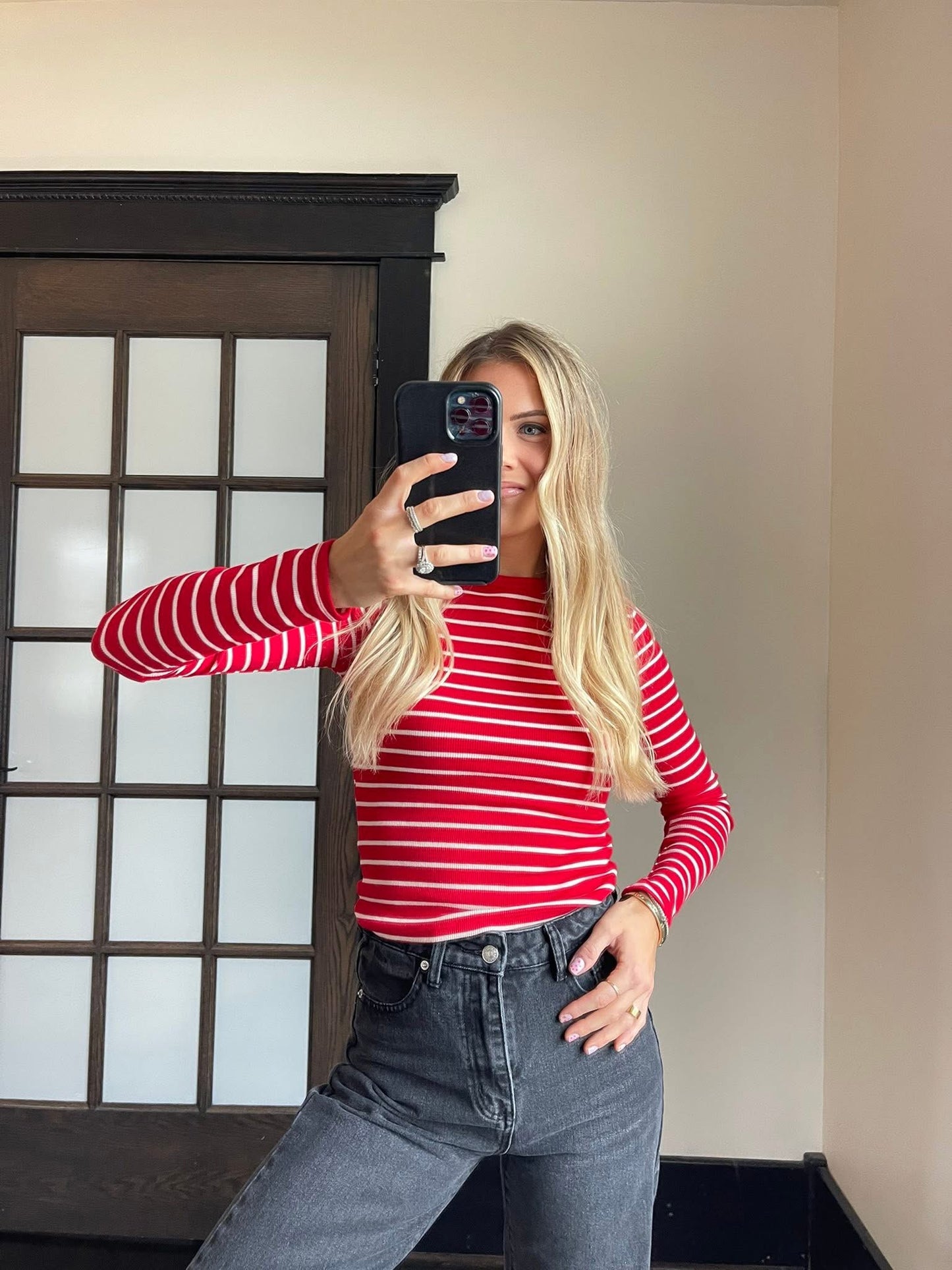 Red & White Striped Long Sleeve