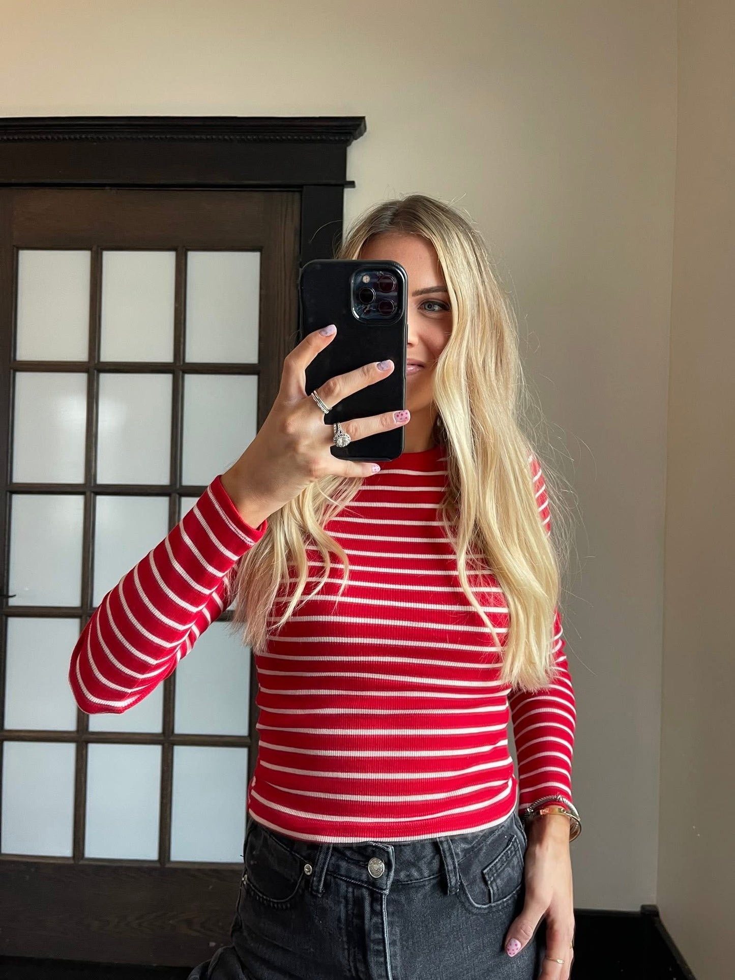 Red & White Striped Long Sleeve