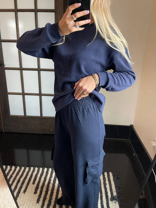 Navy Cargo Sweatpants