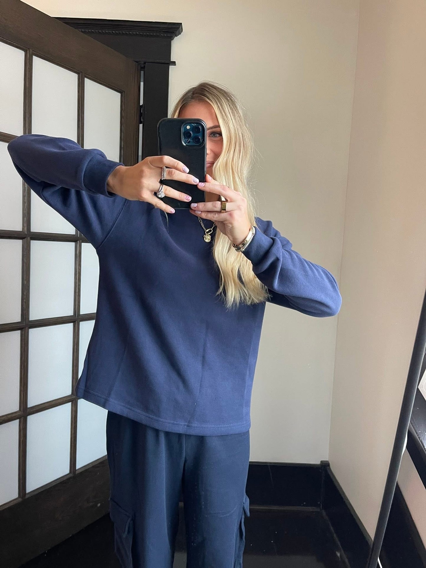 Navy Cargo Sweatpants